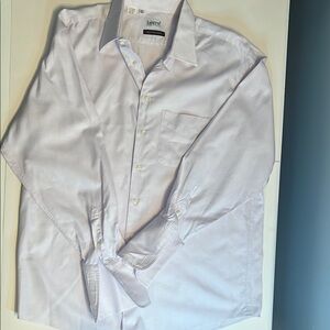 Zanetti White with pink hue, Dress Shirt with Textured Fabric and Pointed Collar